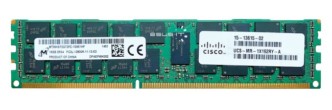 Memory RAM 1x 16GB Micron ECC REGISTERED DDR3 2Rx4 1600MHz PC3-12800 RDIMM | MT36KSF2G72PZ-1G6