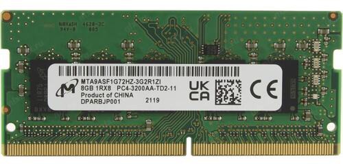 Memory RAM 1x 8GB Micron DDR4 1Rx8 3200MHz PC4-25600 SO-DIMM ECC  | MTA9ASF1G72HZ-3G2